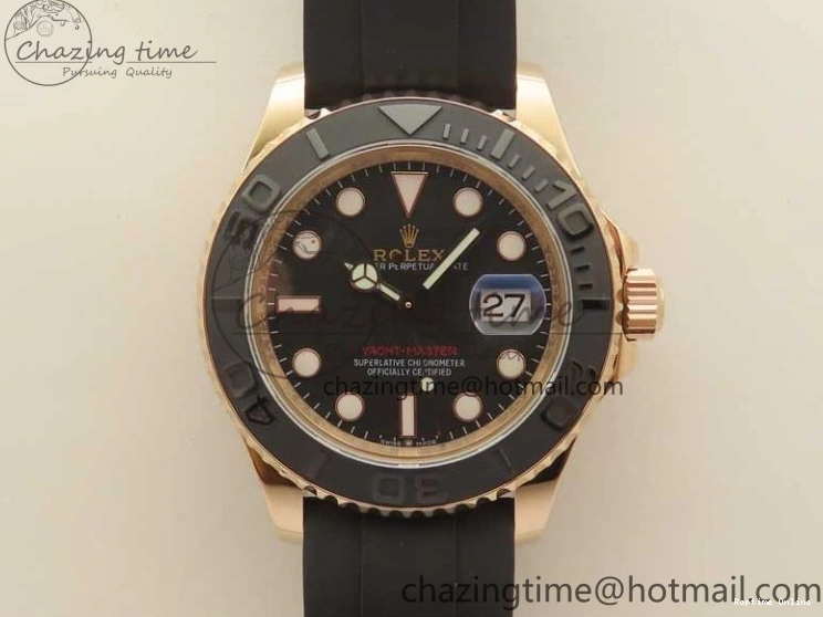 0405 Yacht-Master 126655 RG 3EF 1:1 Best Edition Black Ceramic Bezel on Black Rubber Strap VS Reliable 2488